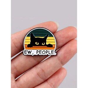1pc Adorable Black Cat Enamel Brooch Pin Fun Animal Lapel Pin For Backpack